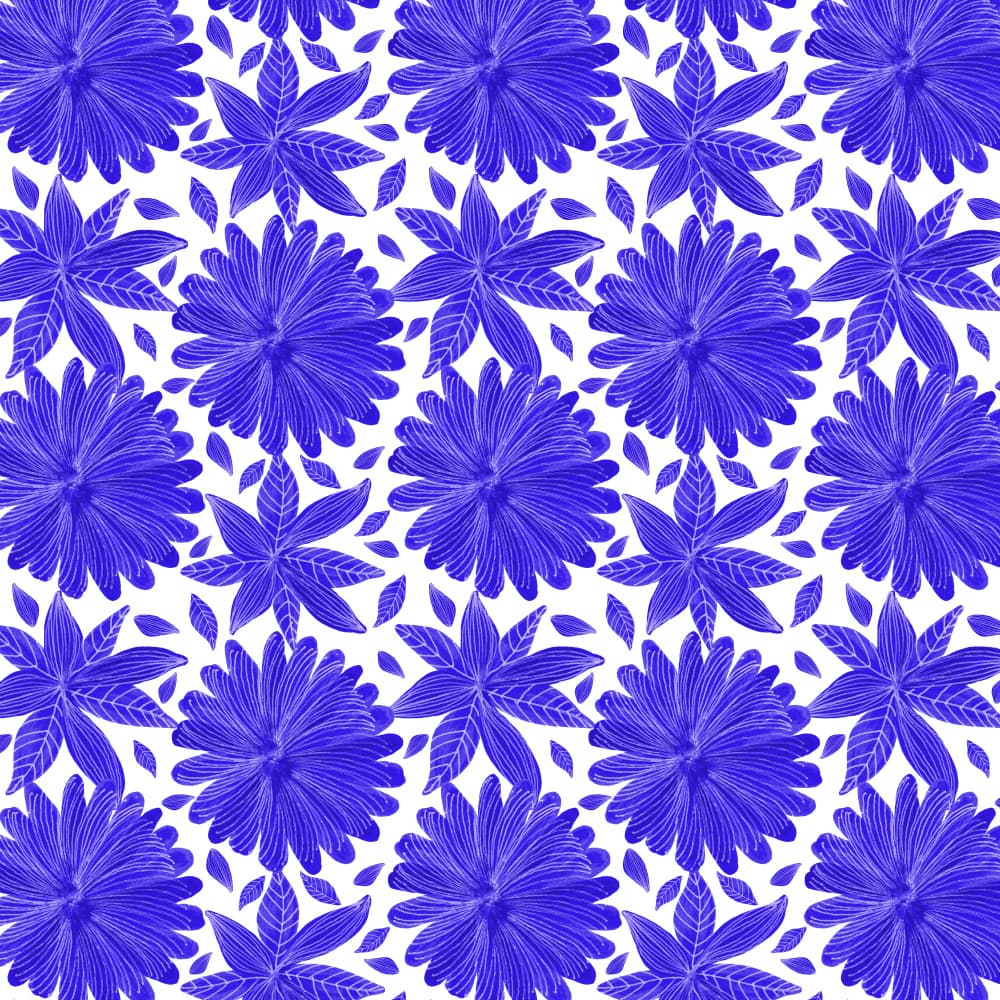 Vibrant Blue Botanical Pattern by Michele Channell — canvas wall art