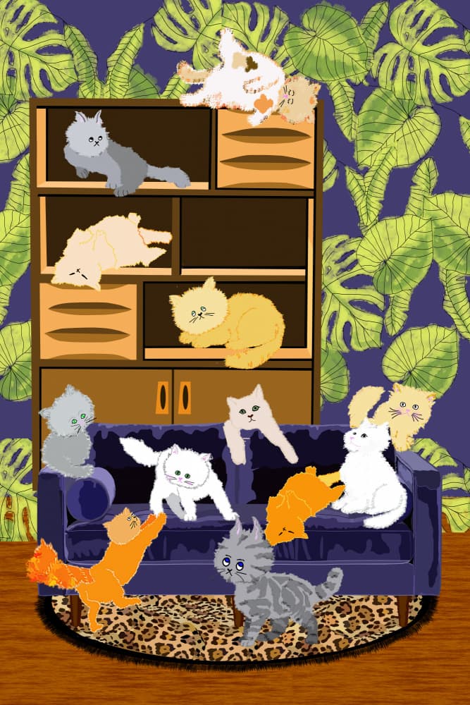 Kitten Chaos Cozy Home by Lynnda Rakos — canvas wall art