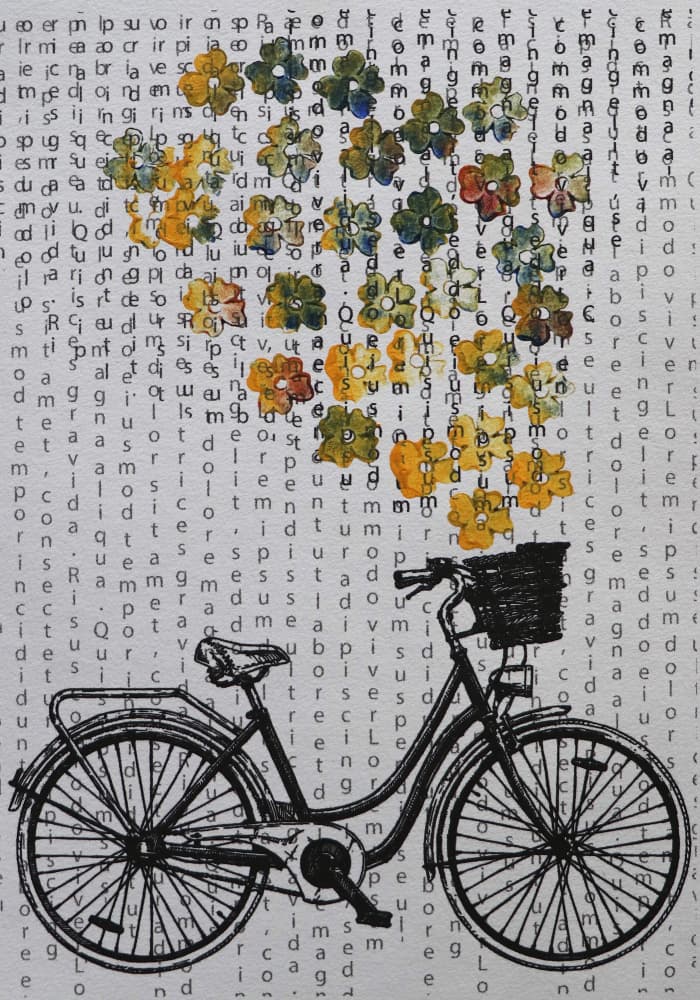 Bicycle Blooming Letters by Santhosh ch — canvas wall art