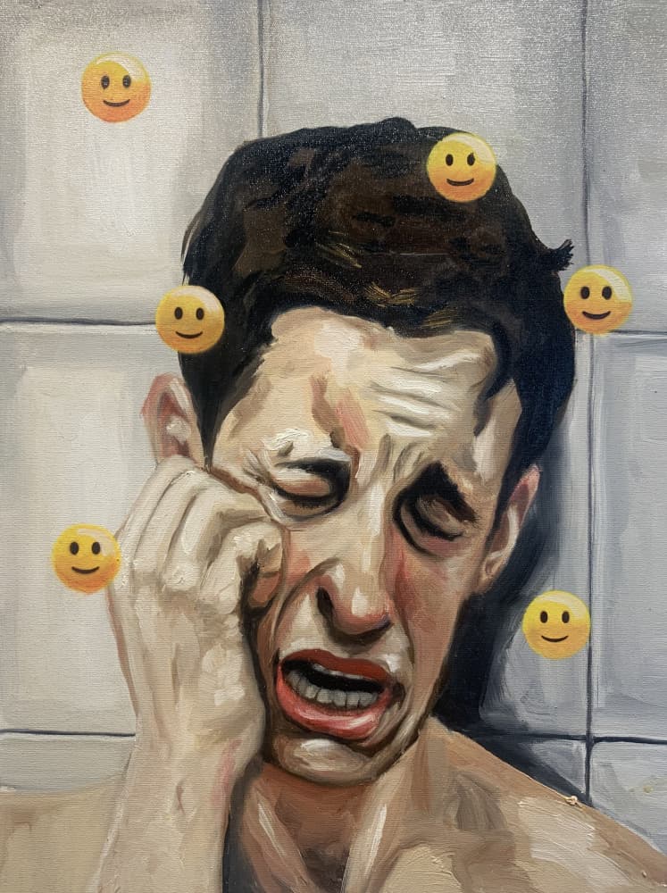 Crying Man Smiling Emojis by Gabriel Grecco — canvas wall art
