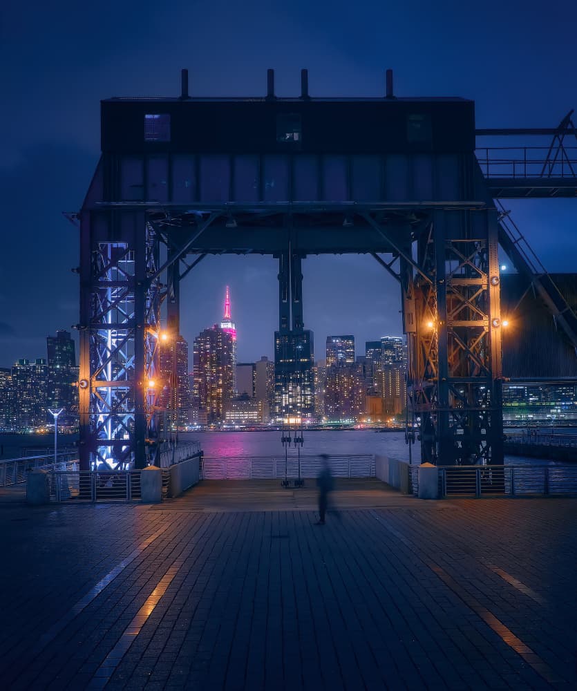 New York City Waterfront Night by Helena GARCIA HUERTAS — canvas wall art