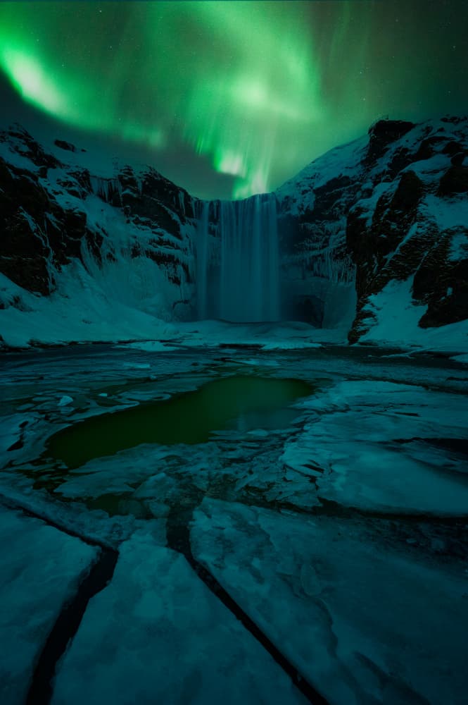 Green Aurora Waterfall by David Martin Castan — canvas wall art