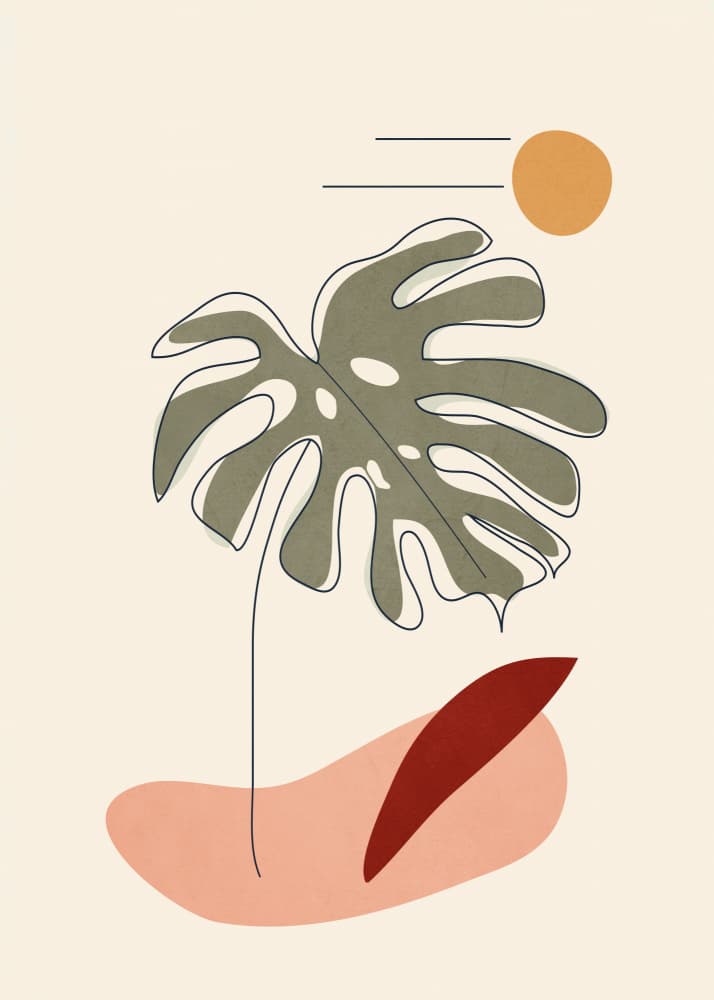 Monstera Leaf Desert Sun by Flow Line — canvas wall art