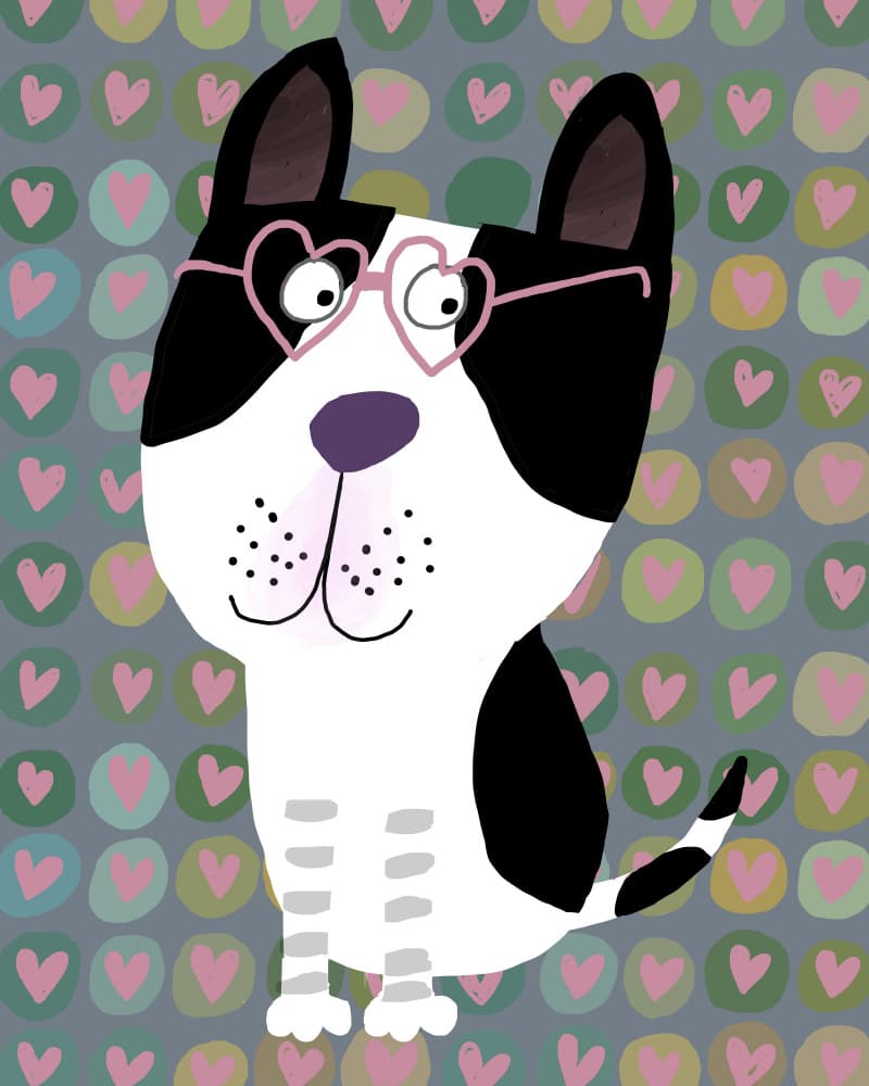Dog in Heart Glasses by Carla Daly — canvas wall art