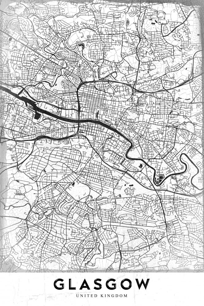 Glasgow City Map by StudioSix — canvas wall art