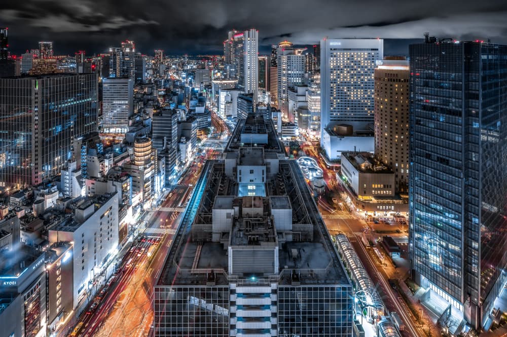 Vibrant City Night Lights by まちゅばら/Hiroki Matsubara — canvas wall art