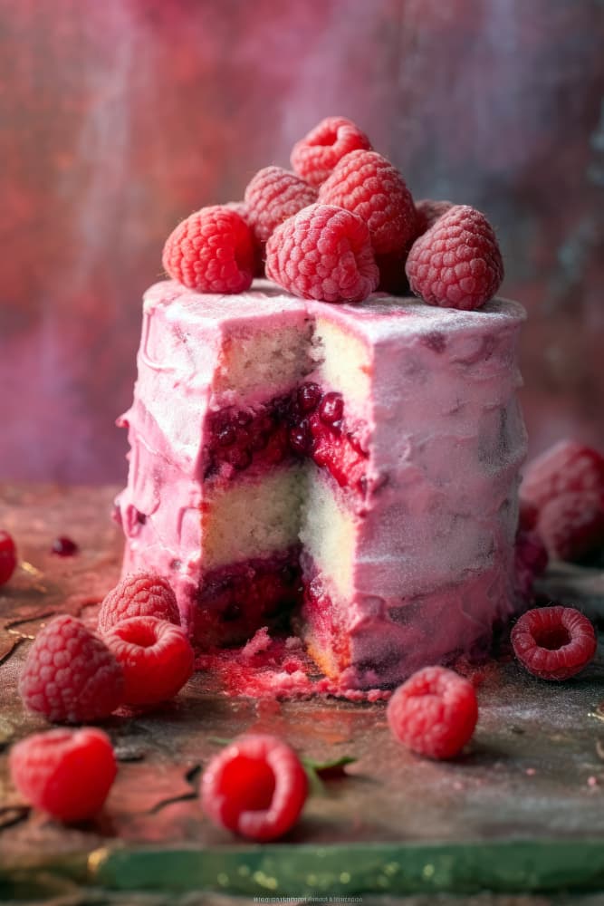 Layered Raspberry Cake by Justyna Jaszke — canvas wall art