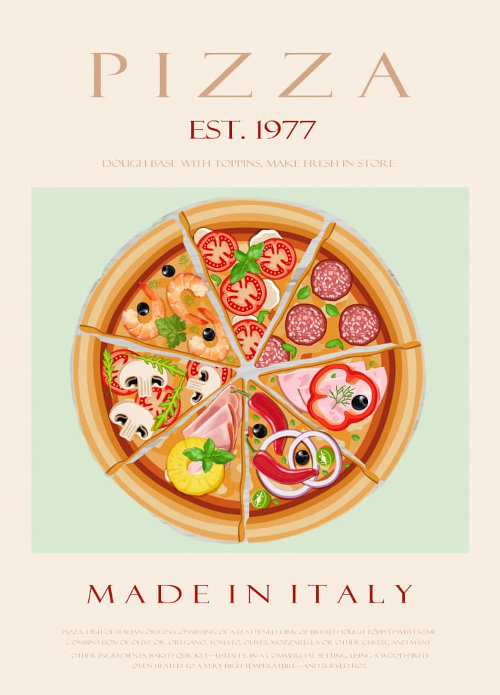 Italian Pizza Variety by Rikke Løndager Boisen — canvas wall art