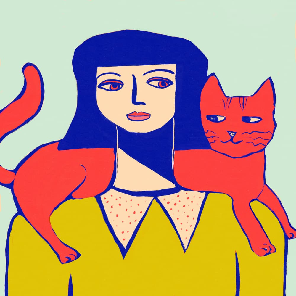 Girl With Red Cats by Sharyn Bursic — canvas wall art