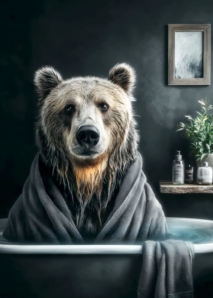 Bear In Bathtube 3 by Justyna Jaszke — canvas wall art