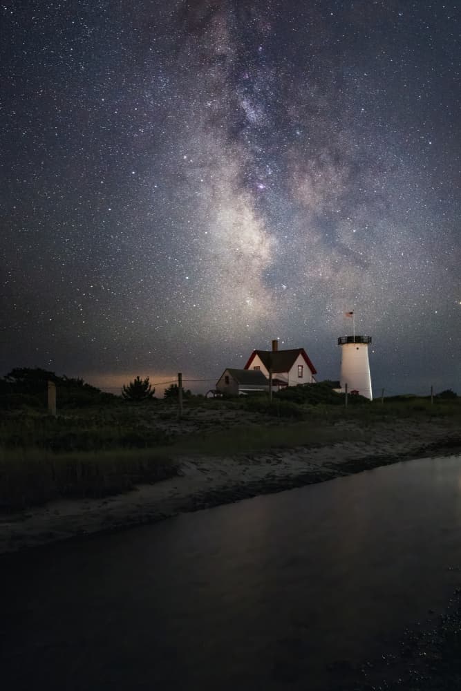 Starry Night Lighthouse by Ti Wang — canvas wall art