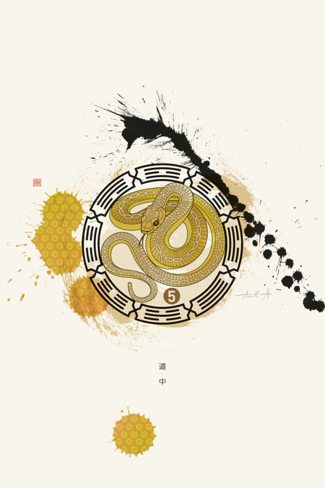 Golden Japanese Snake by Thoth Adan — canvas wall art