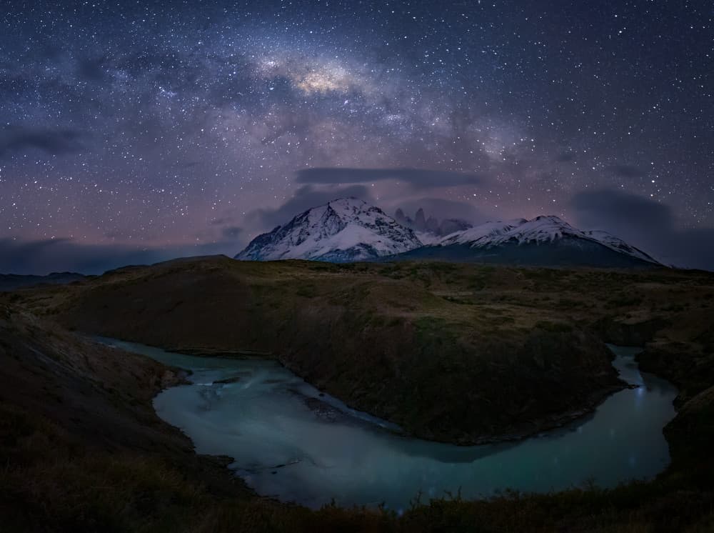 Milky Way Mountain River by Ruiqing P. — canvas wall art