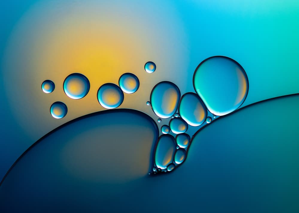 Golden Blue Droplets by Jacqueline Hammer — canvas wall art