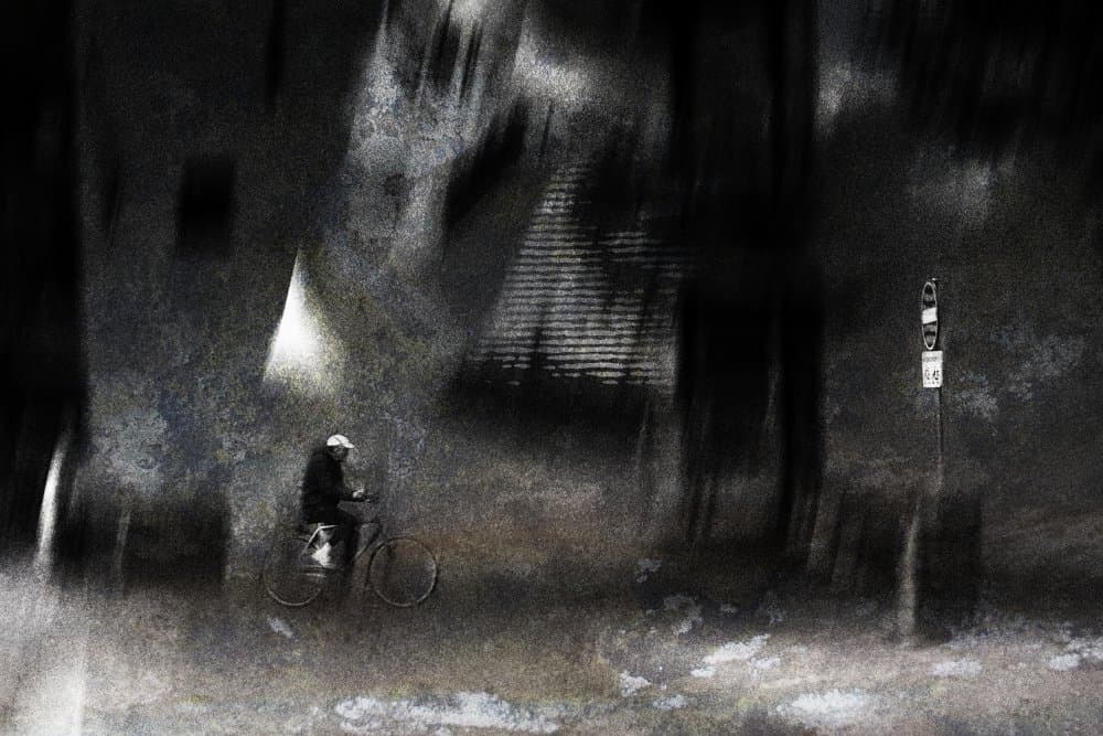 Dark Street Cyclist by Jan van der Linden — canvas wall art