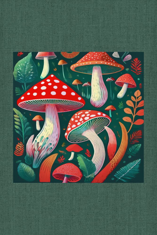 Vibrant Forest Mushrooms by casa cartissi — canvas wall art