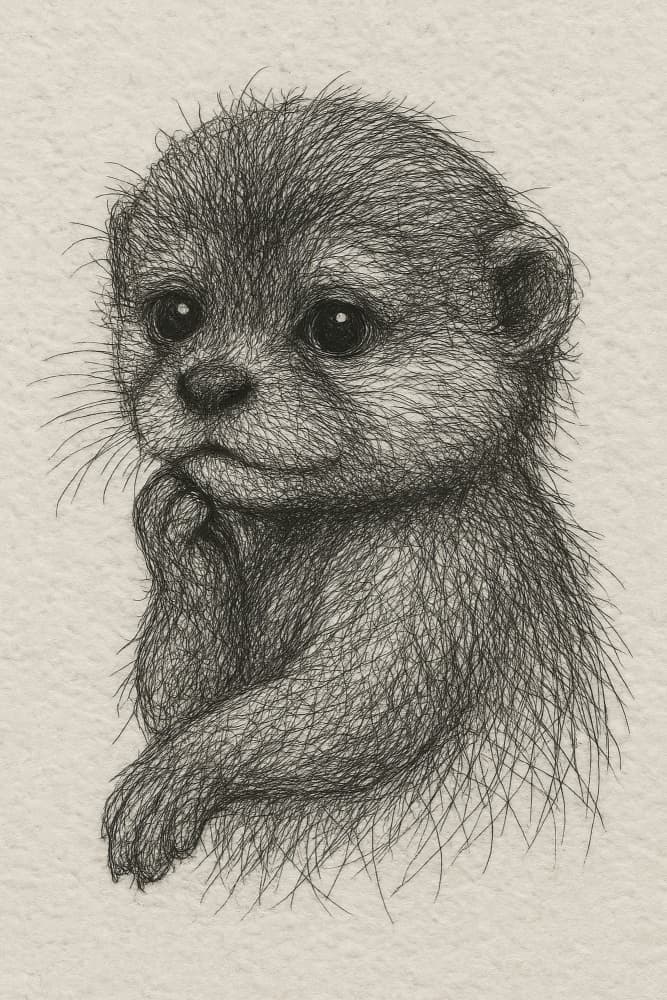 Thoughtful Baby Otter by Natalie Bruns — canvas wall art