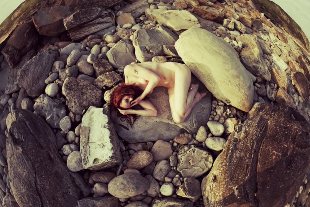 Nude Woman on Rocks by kenp — canvas wall art