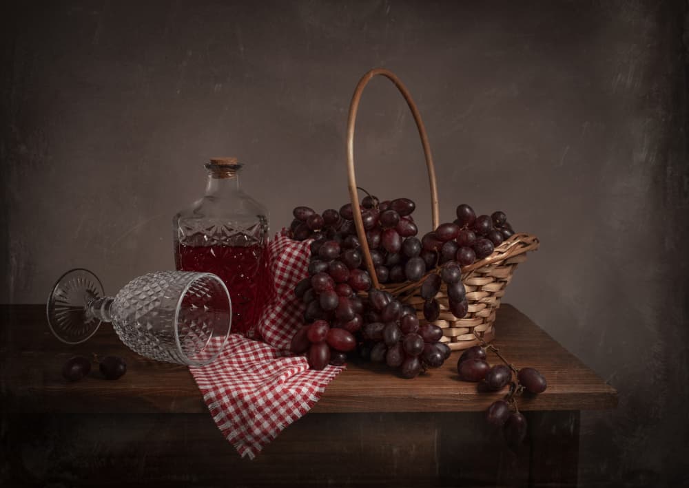 Vintage Grapes and Wine by Margareth Perfoncio — canvas wall art