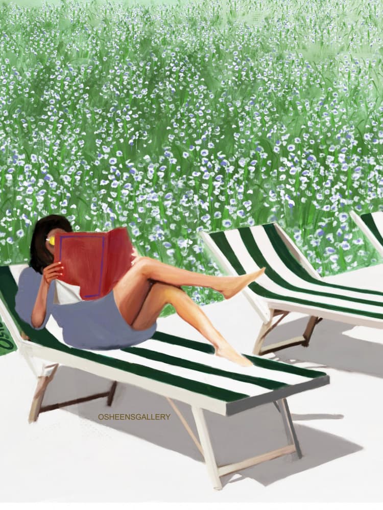 Relaxing Garden Read by Osheensgallery — canvas wall art