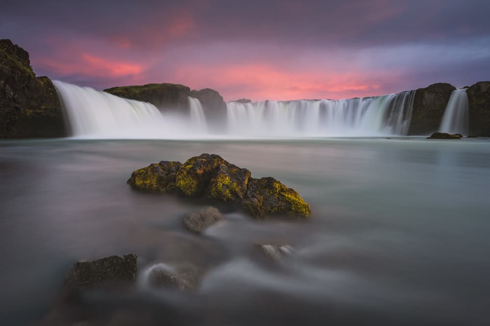 Serene Sunset Waterfall by Raymond Hoffmann — canvas wall art