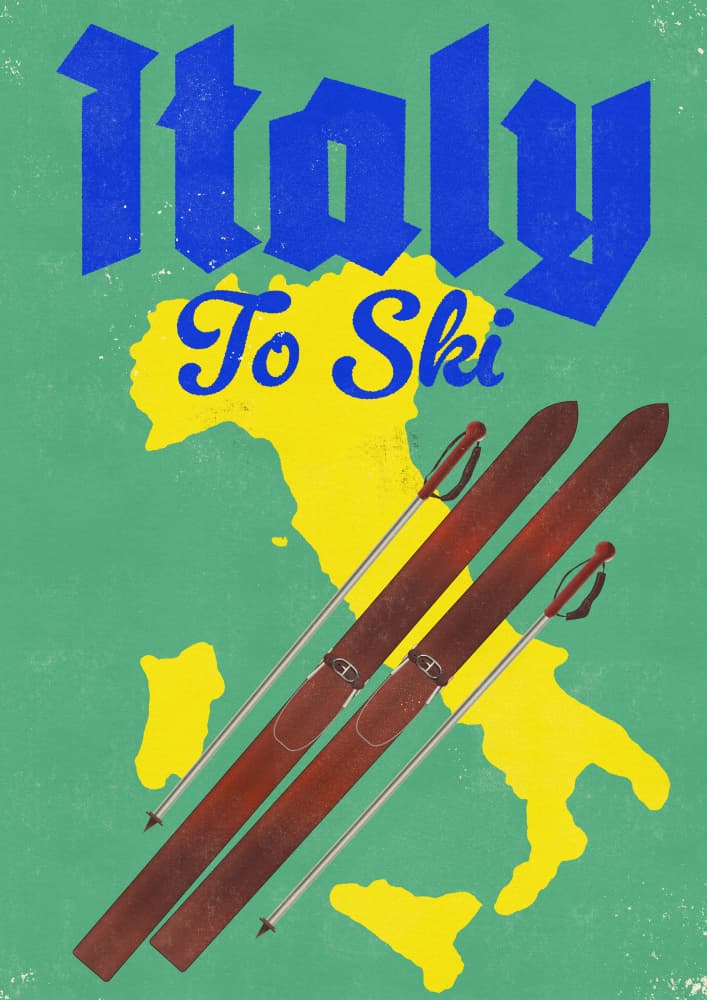 Italy Ski Travel Map by Nicholas — canvas wall art