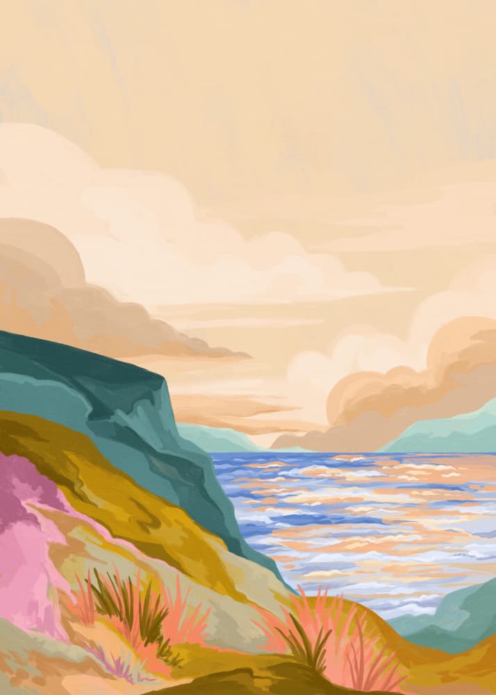 Vibrant Coastal Sunset by Goed Blauw — canvas wall art
