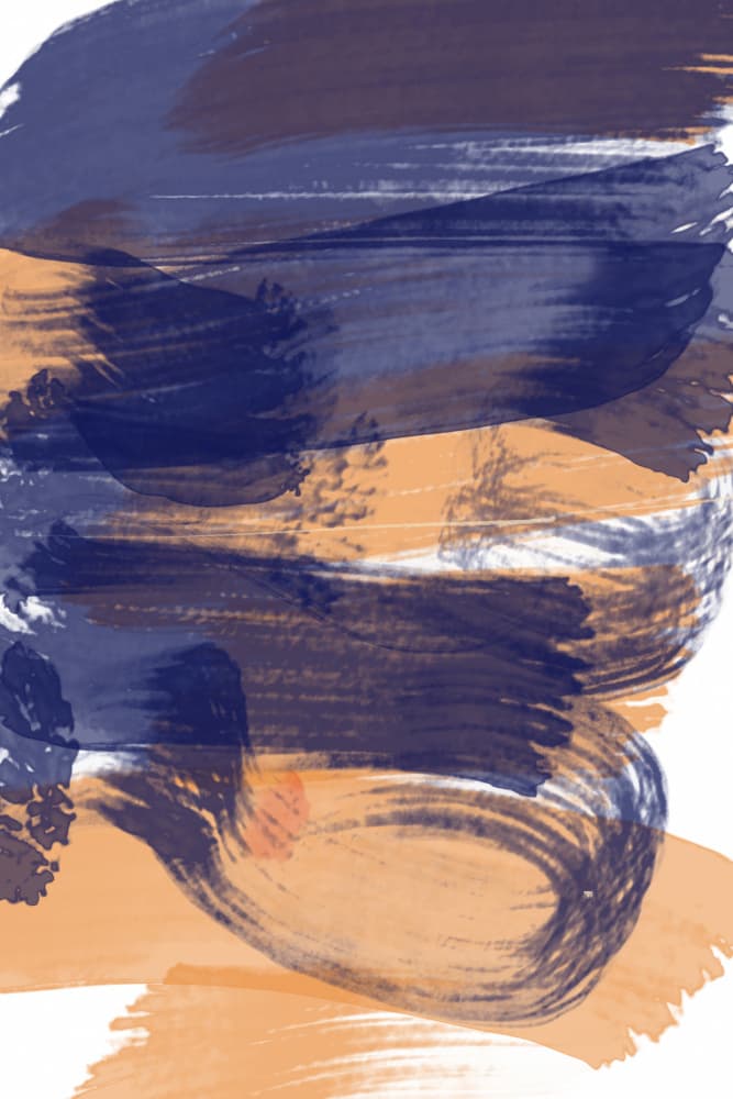 Indigo Orange Brushstrokes by Nilesh Kulkarni — canvas wall art