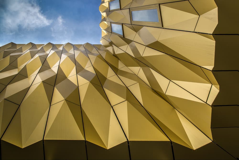 Golden Geometric Facade by Theo Luycx — canvas wall art