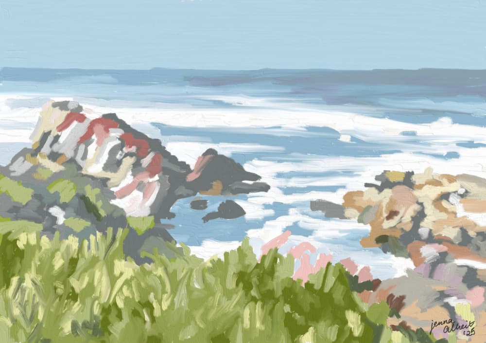 Coastal Waves and Rocks by Jenna Alheit — canvas wall art
