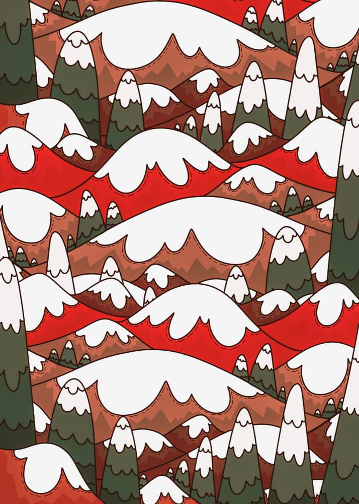 Whimsical Snowy Mountainscape by Stephen Wade — canvas wall art