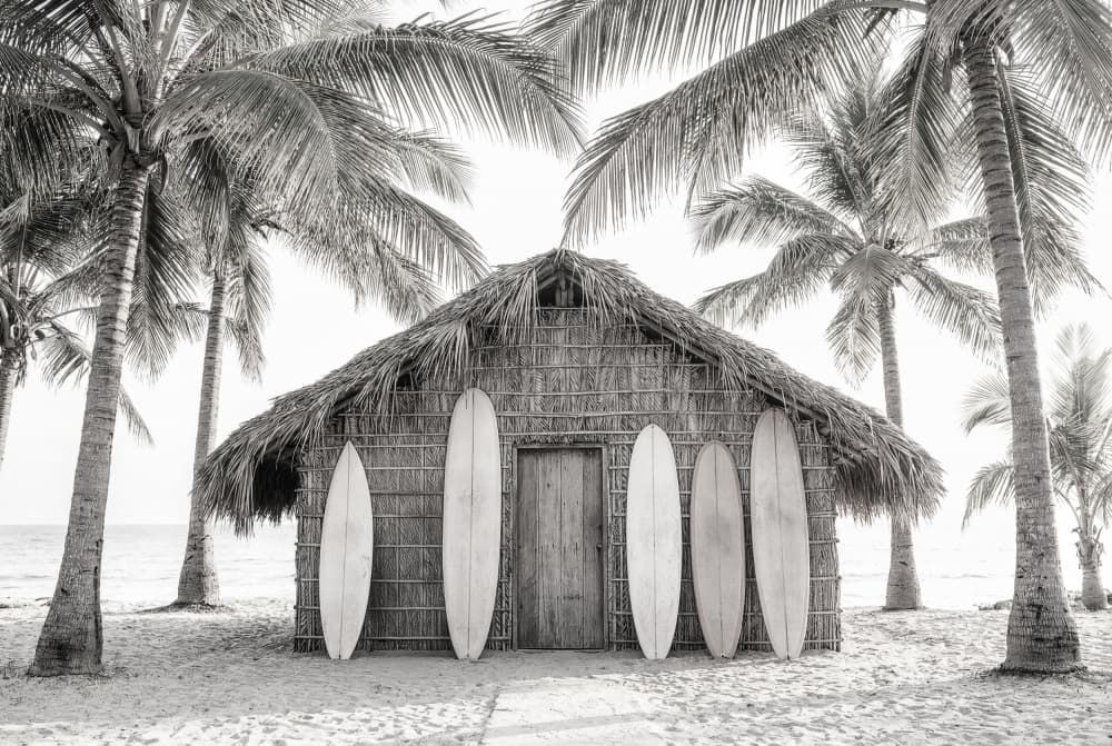 Beach Hutbw by Kathrin Pienaar — canvas wall art