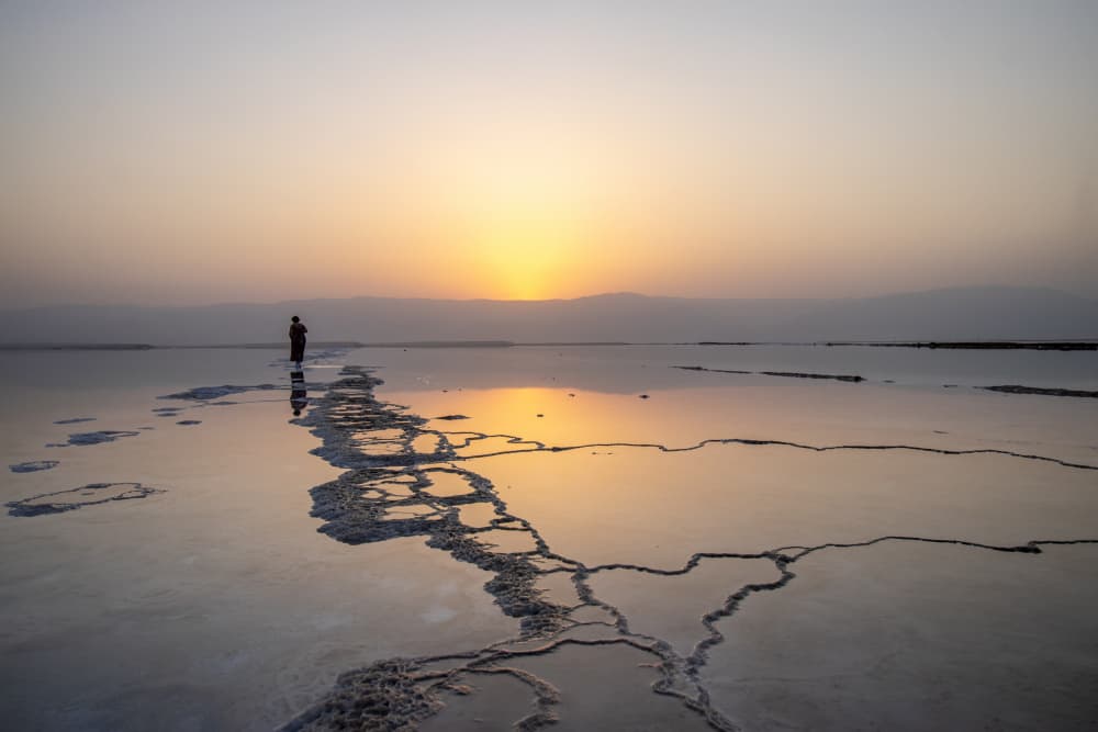 Salt Lake Golden Light by Sharon Levy — canvas wall art