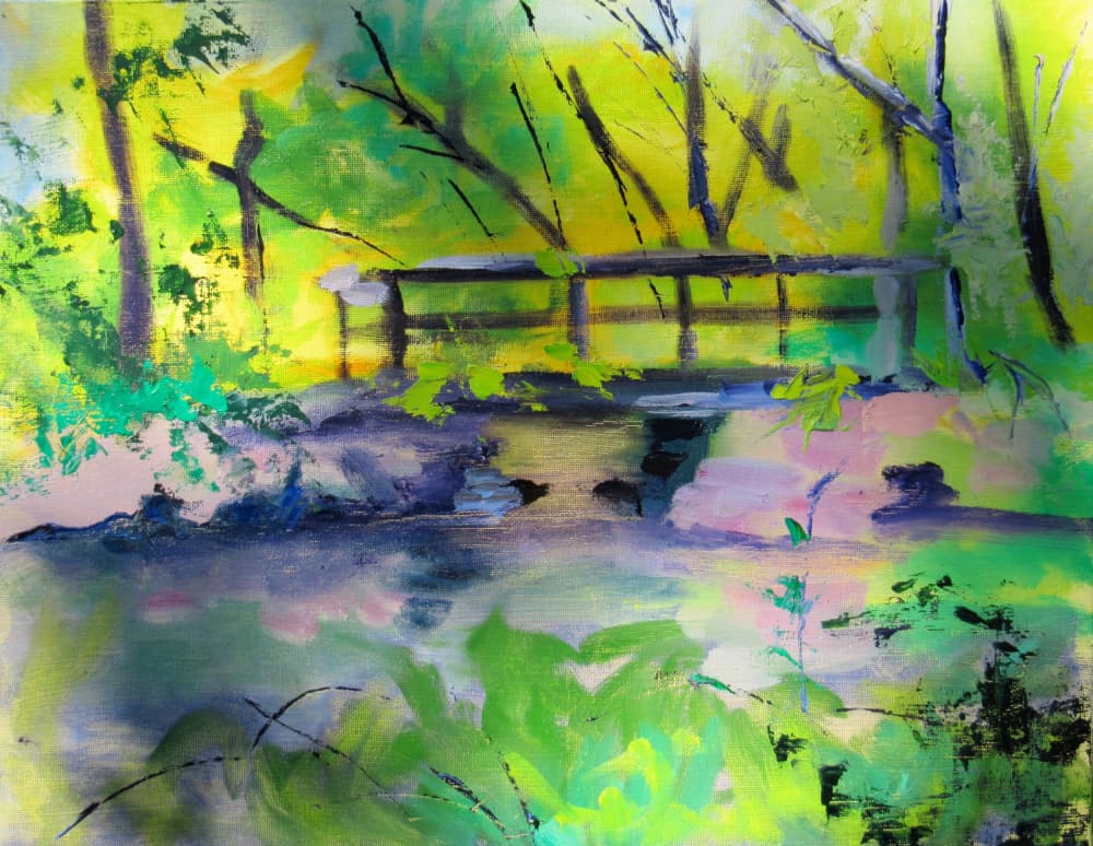 Serene Forest Bridge by Maxine Shore — canvas wall art