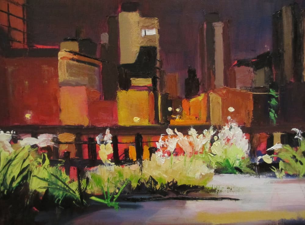 City Night Garden Glow by Maxine Shore — canvas wall art
