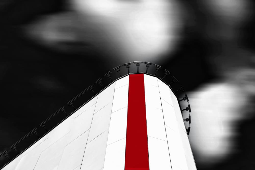 Red Stripe Architecture by Michael Burlak — canvas wall art