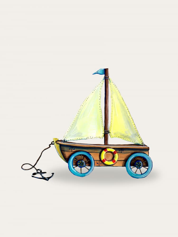 Whimsical Toy Sailboat by Renee Machan Cottagecore Artist — canvas wall art