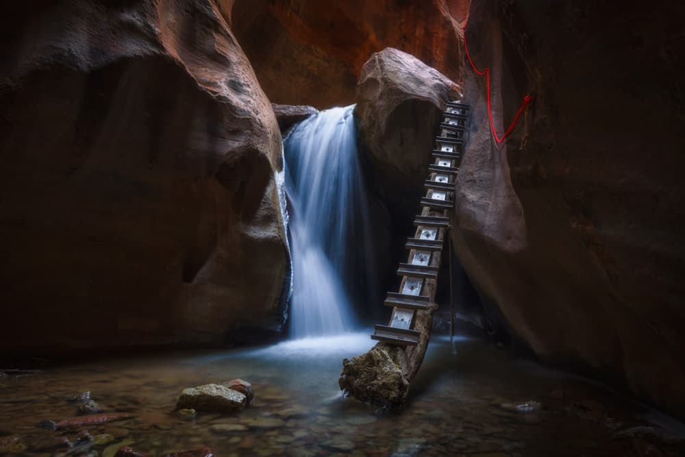 Canyon Ladder Waterfall by Michael Zheng — canvas wall art