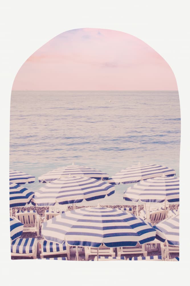 Pink Sky Beach Umbrellas by Talitha McQueen — canvas wall art