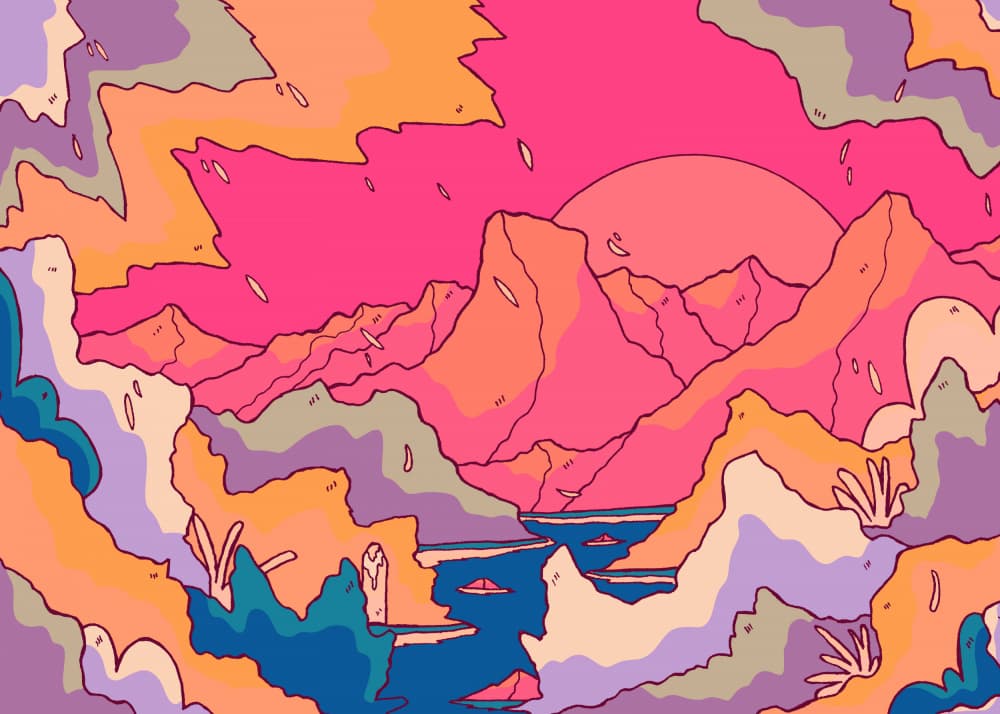 Vibrant Mountain Sunset by Stephen Wade — canvas wall art