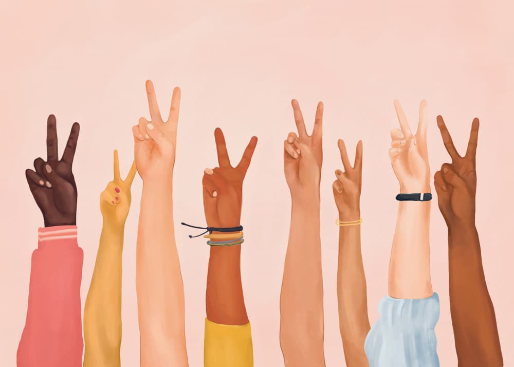 Diverse Hands For Peace by Nadjaa — canvas wall art