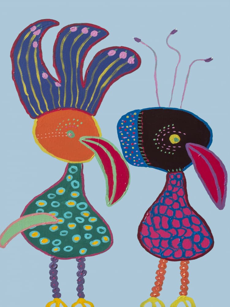 Happy Whimsical Birds by Helen Joynson — canvas wall art