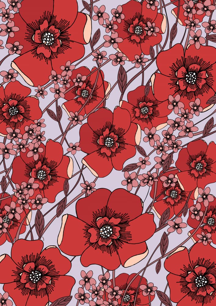 Vibrant Red Blooms by Nicholas — canvas wall art