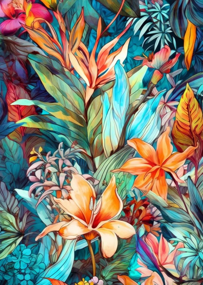 Vibrant Tropical Bloom by Justyna Jaszke — canvas wall art
