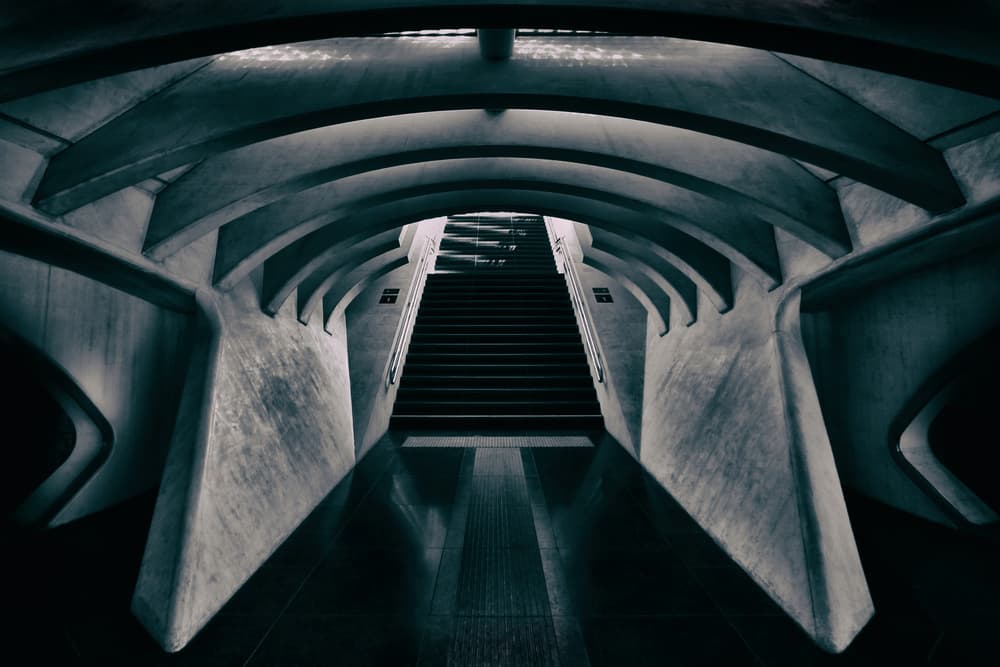 Brutalist Stairway Perspective by Hans-Wolfgang Hawerkamp — canvas wall art