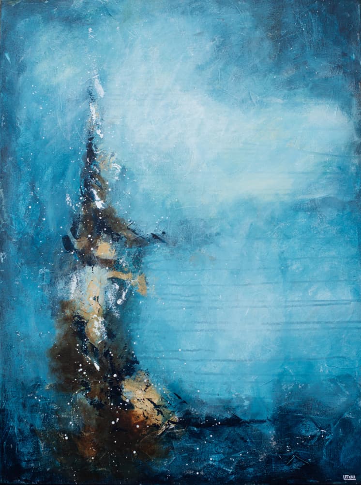 Deep Blue Abstract Flow by Lillian Christiansson — canvas wall art