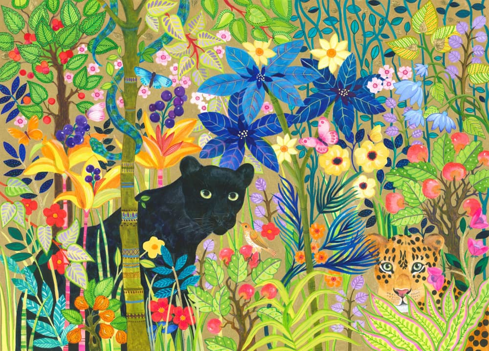 Black Panther And A Jaguar by Isabelle Brent — canvas wall art
