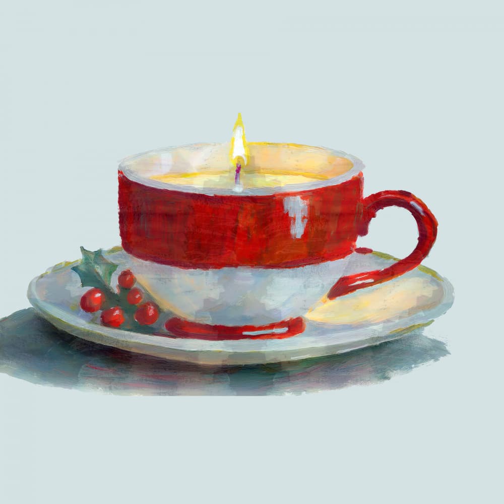 Christmas Teacup Candle by casa cartissi — canvas wall art