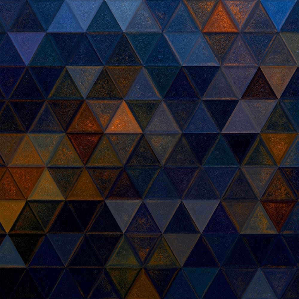 Blue Orange Geometry by Justyna Jaszke — canvas wall art