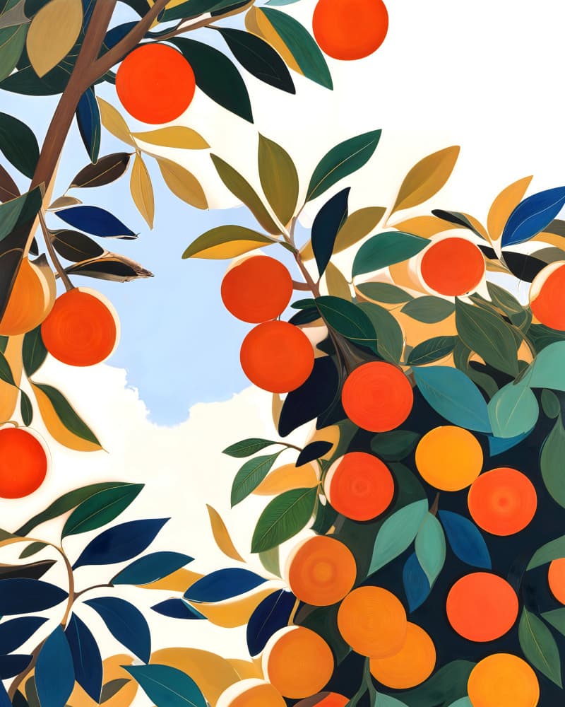 Vibrant Orange Branches by Uma Gokhale — canvas wall art
